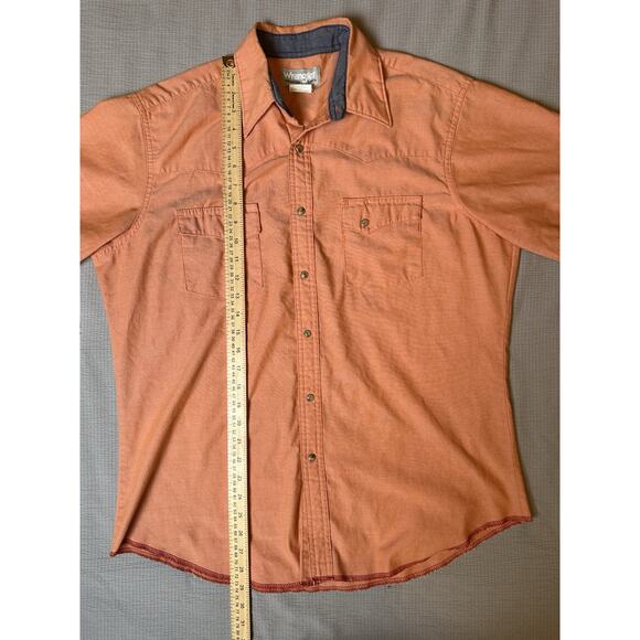 Wrangler Men's Large Wrancher Short Sleeve Snap Button Western Shirt Orange - Picture 5 of 7
